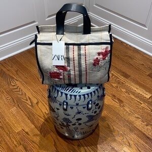 Zara Embroidered Floral Shopper